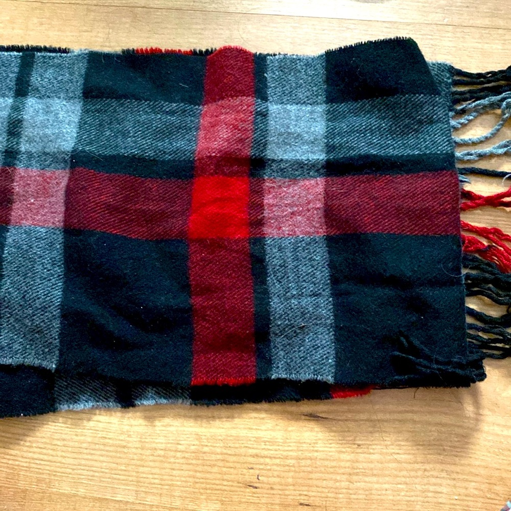 Black grey and red scarf